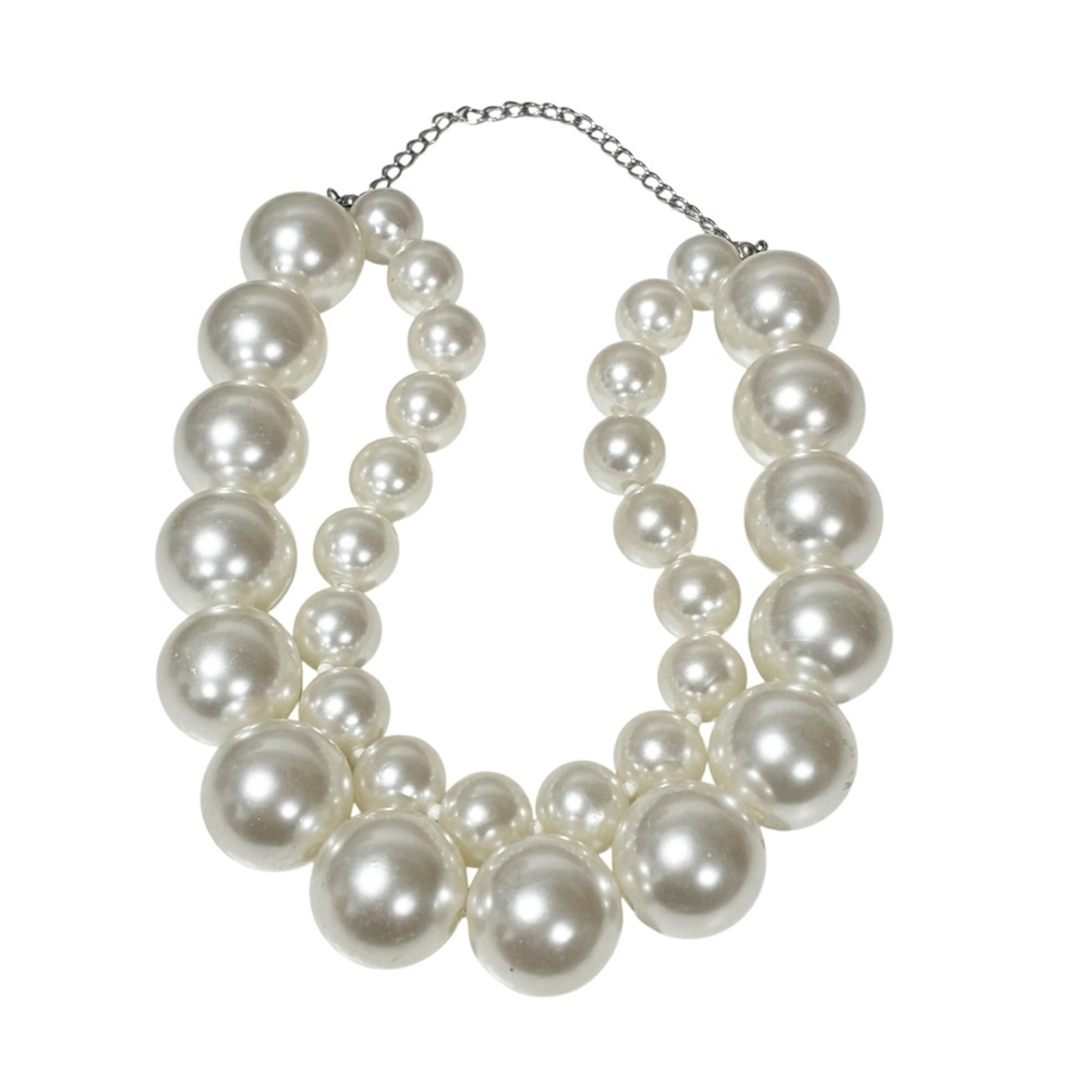 Pearl Big Bead Double Strand‎ Layered Necklace Jewelry